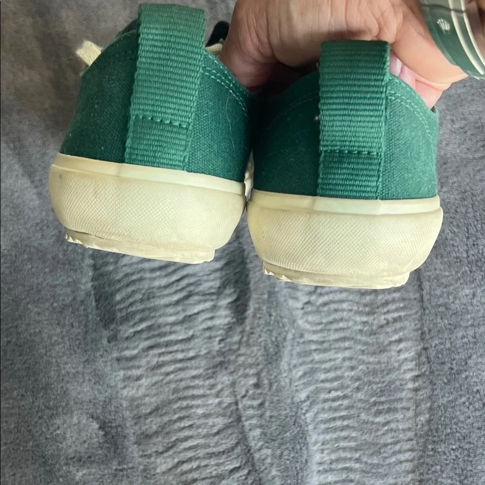 Veja Green Canvas Low-Top Sneakers with Cream Accents - Picture 4 of 7